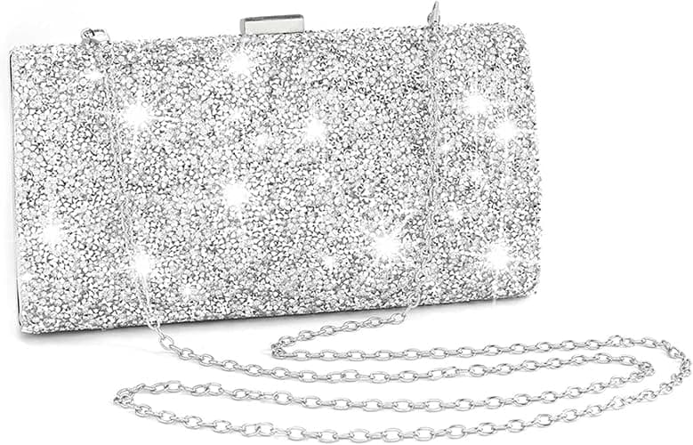 Silver rhinestone box clutch