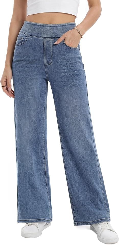 Plus-size light-wash wide-leg jeans