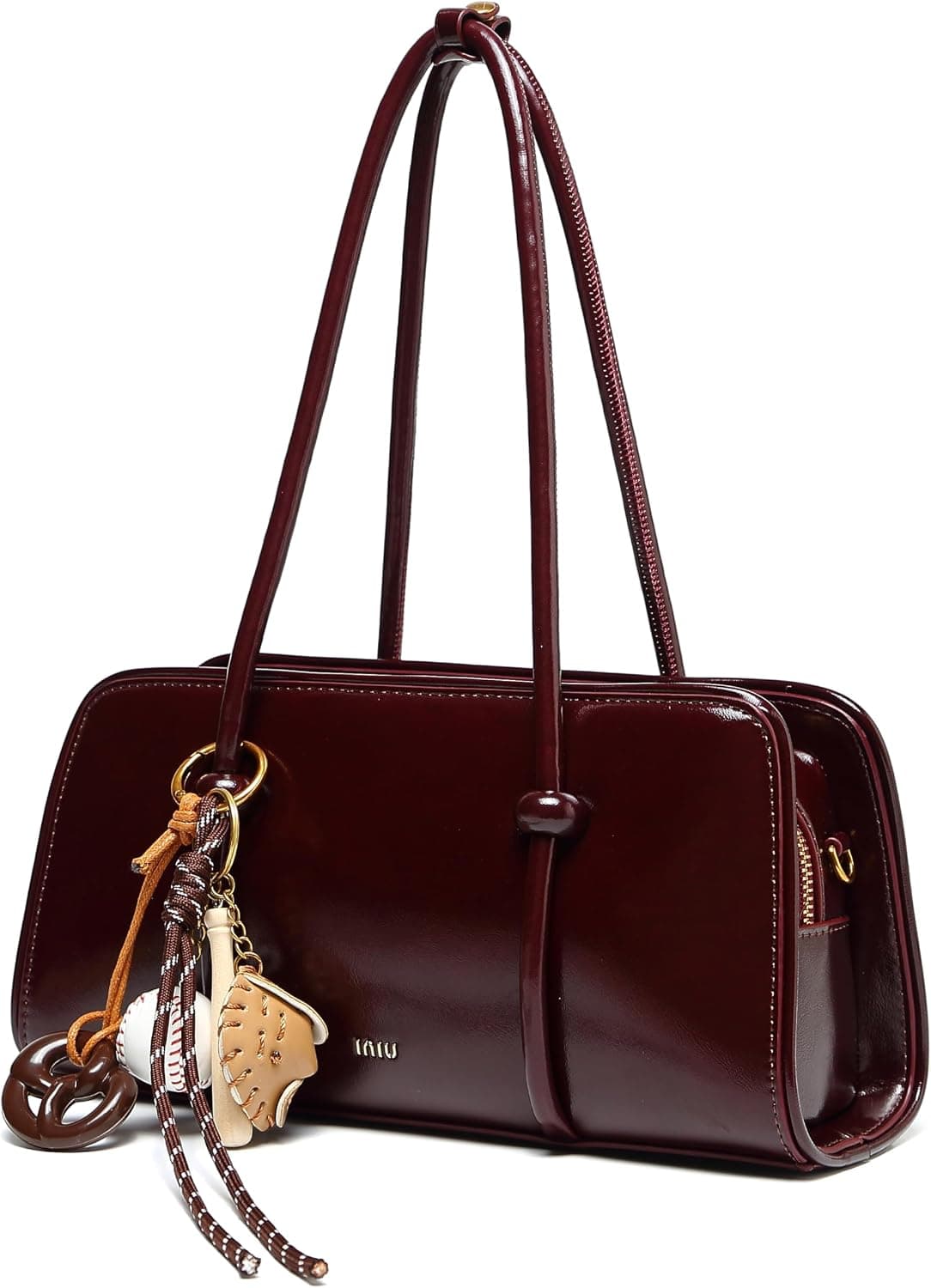 Burgundy structured shoulder bag