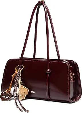Burgundy structured shoulder/top-handle bag