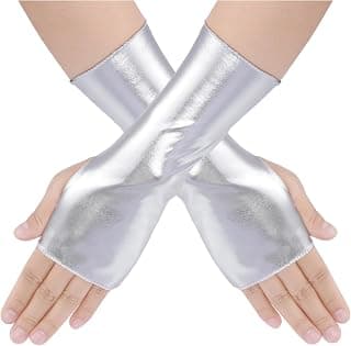 Silver metallic fingerless gloves