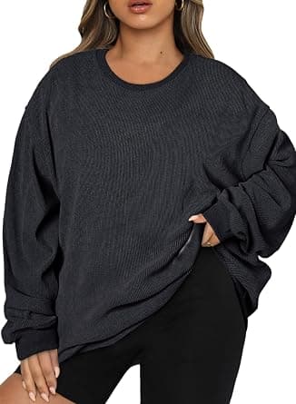 Eytino plus-size black crewneck sweatshirt