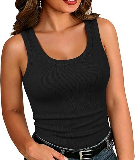Black plus-size ribbed-knit tank