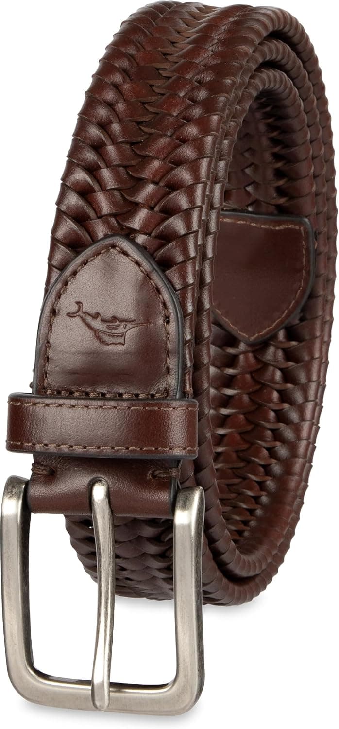 Brown braided leather belt