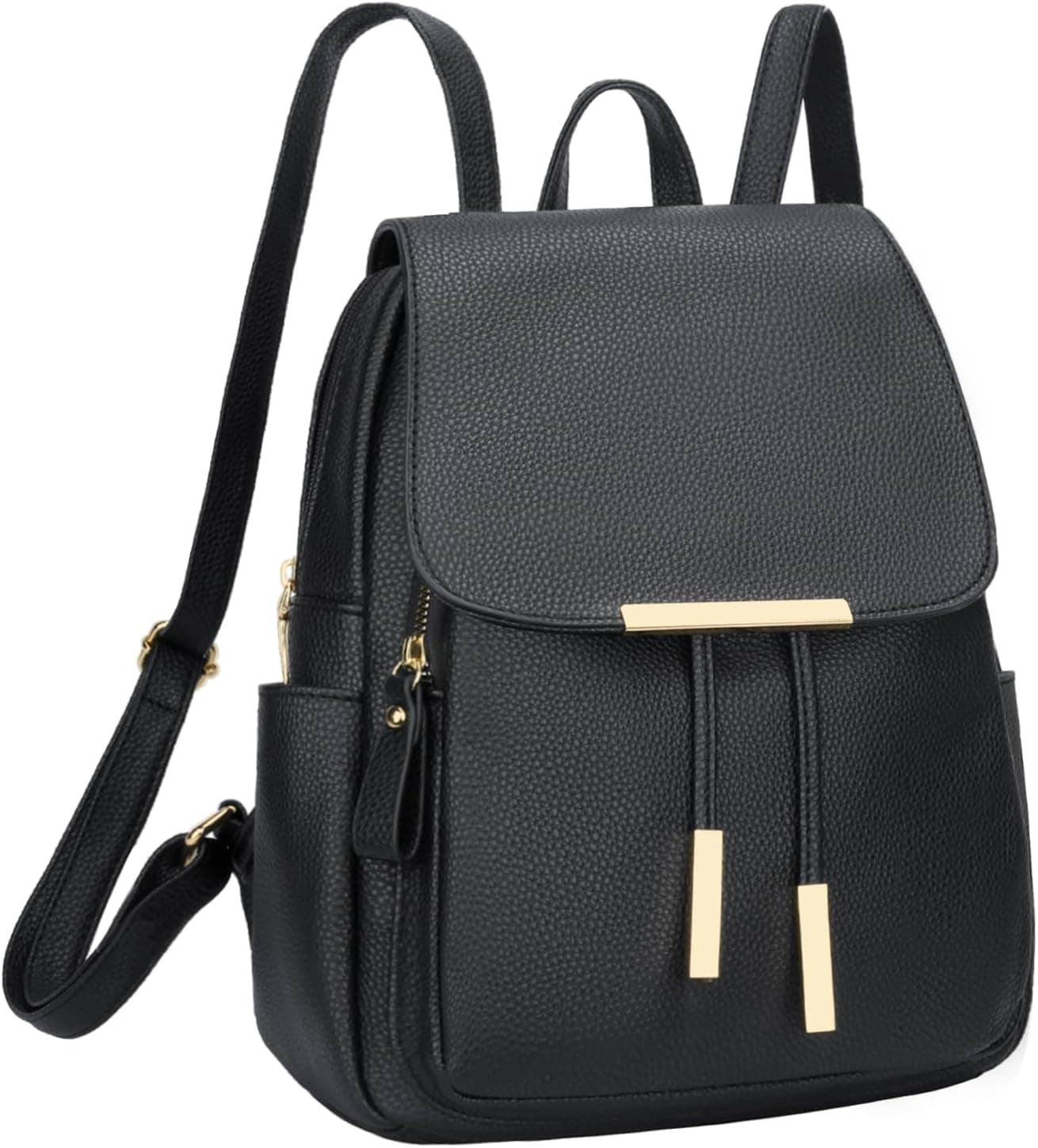 Black leather backpack purse