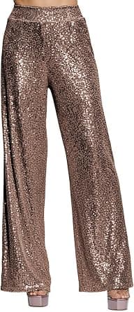 Women's brown sequin wide-leg trousers