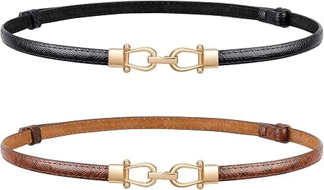 JASGOOD black vegan-leather skinny belt