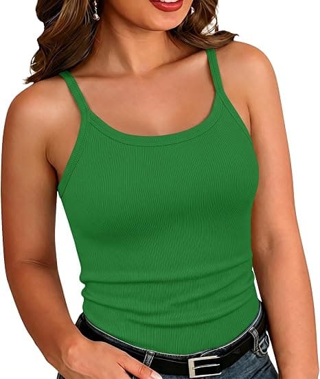 Chulianyouhuo plus-size green ribbed tank top