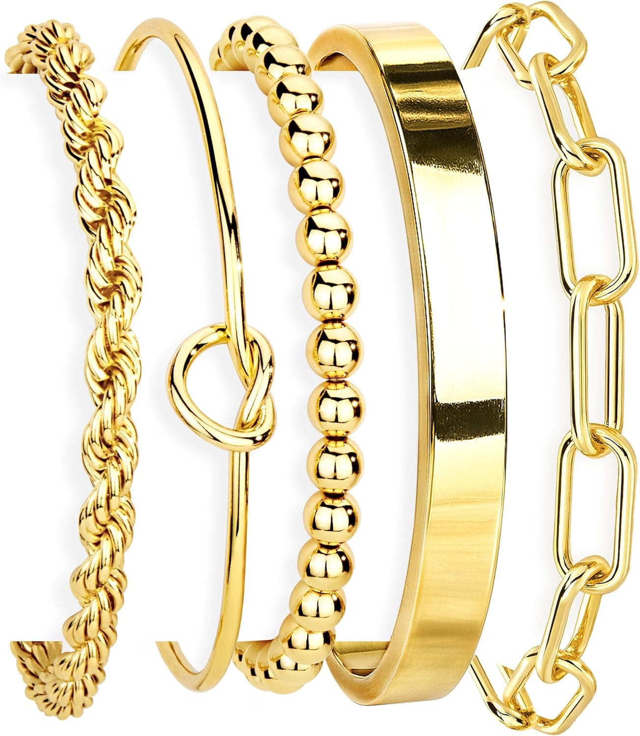 Gold stackable bracelet set