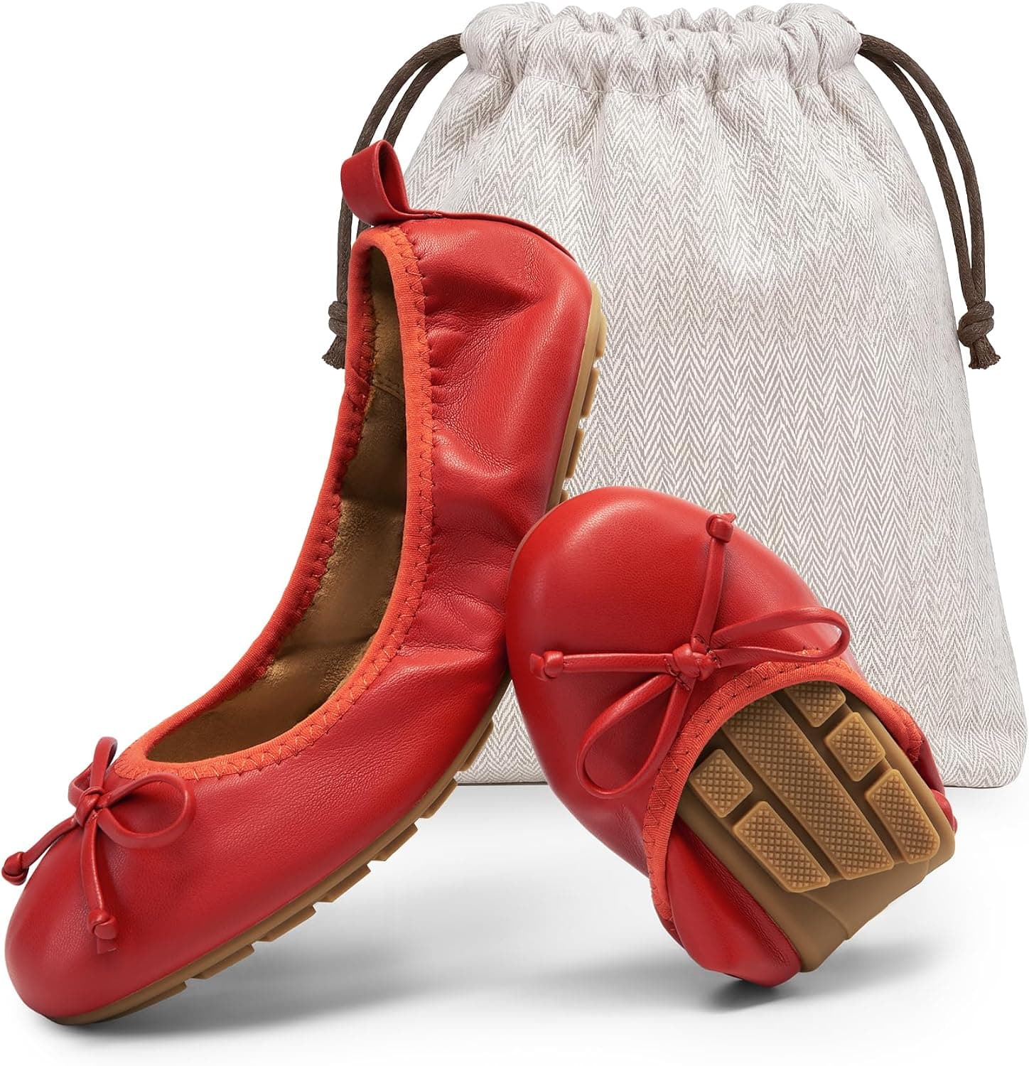 Red bowknot ballet flats