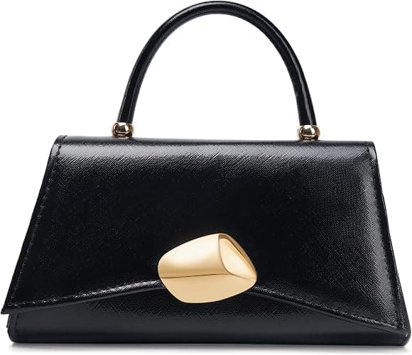 Black structured top-handle handbag