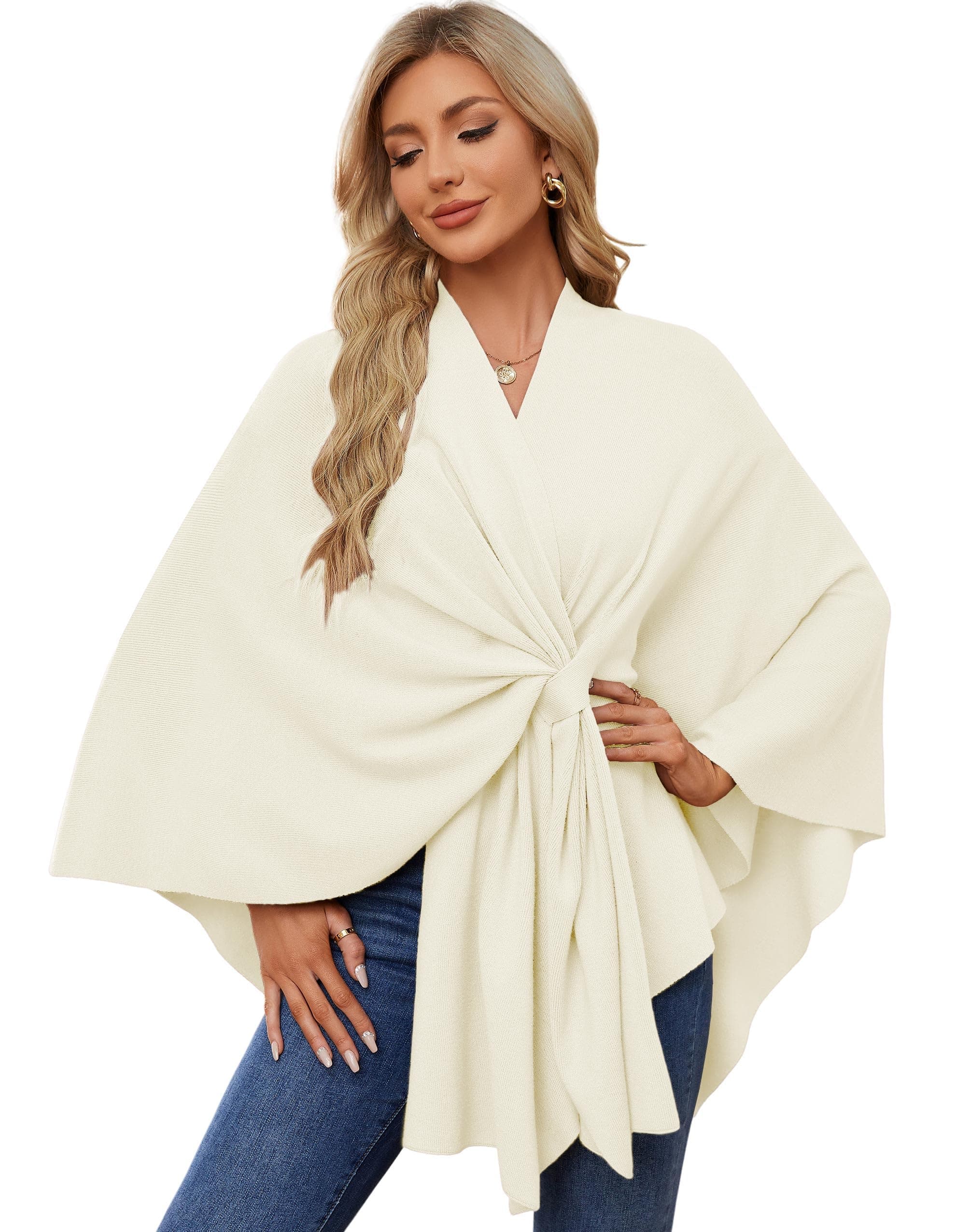 Ivory plus-size wrap-style blouse