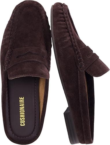 CUSHIONAIRE chocolate genuine suede leather mule