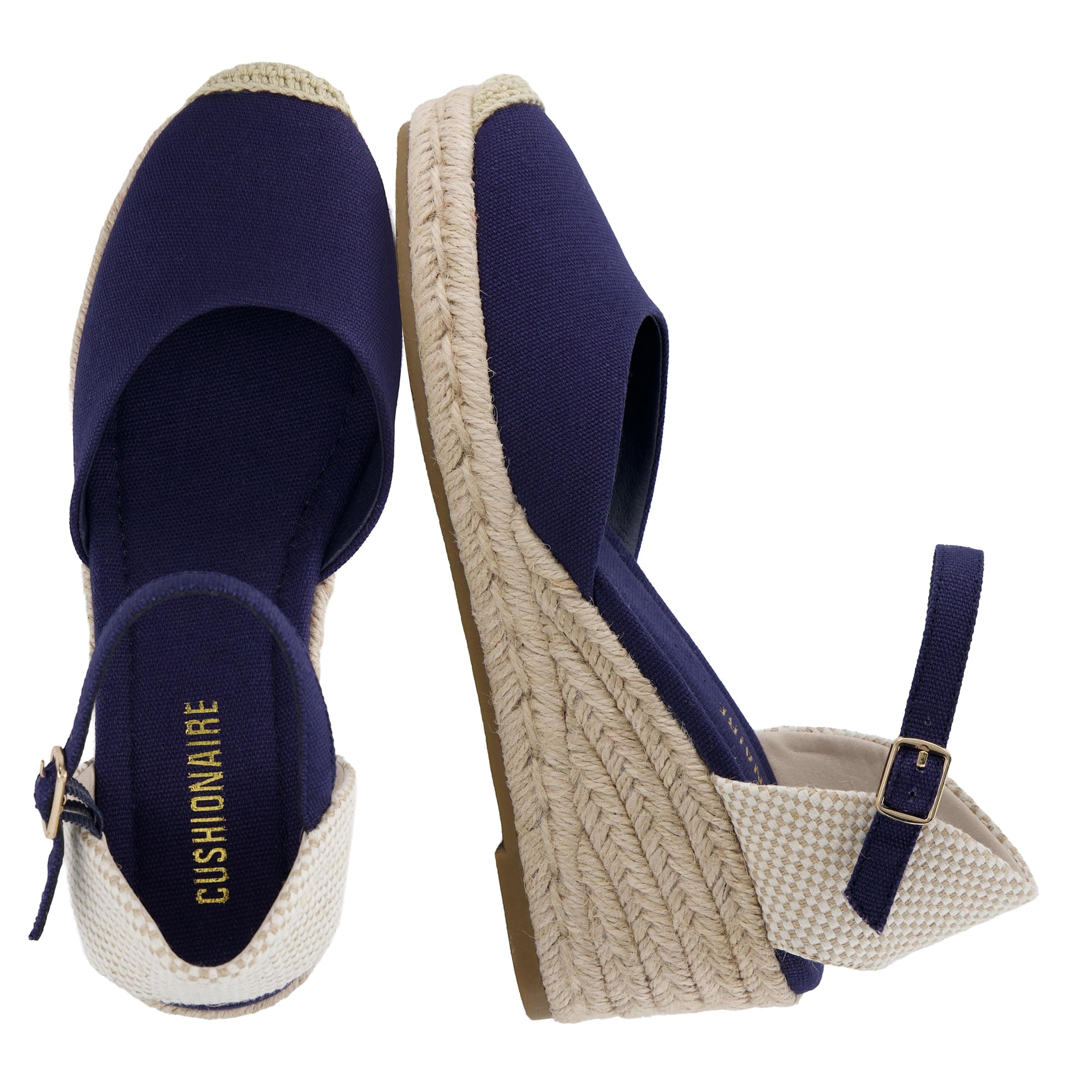 LifeStride navy canvas espadrille wedges