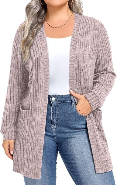 Plus-size open-front cardigan