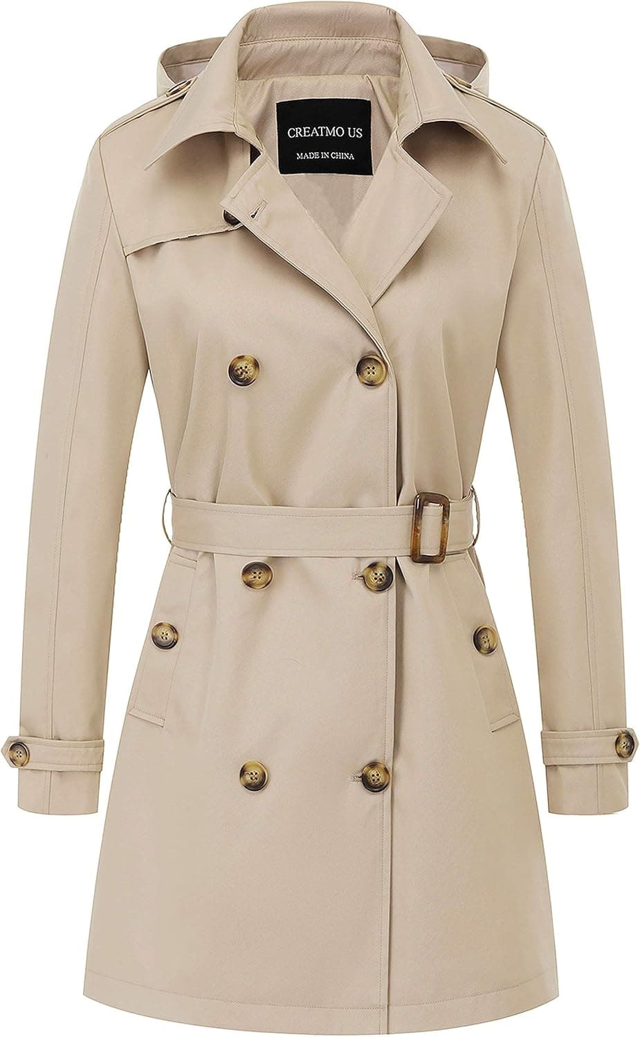 Khaki plus-size belted trench coat