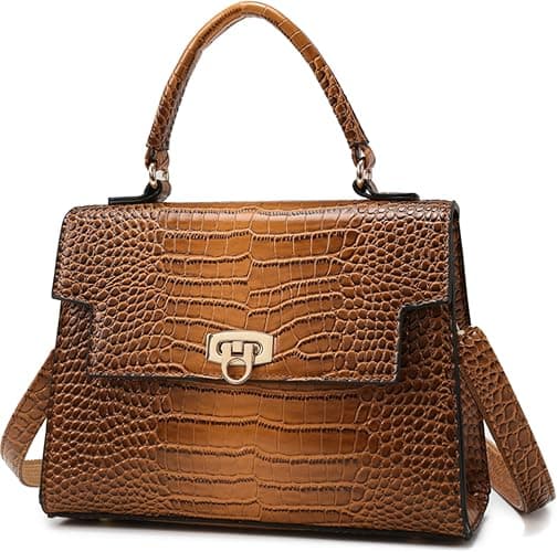 Makukke brown croc-embossed structured handbag