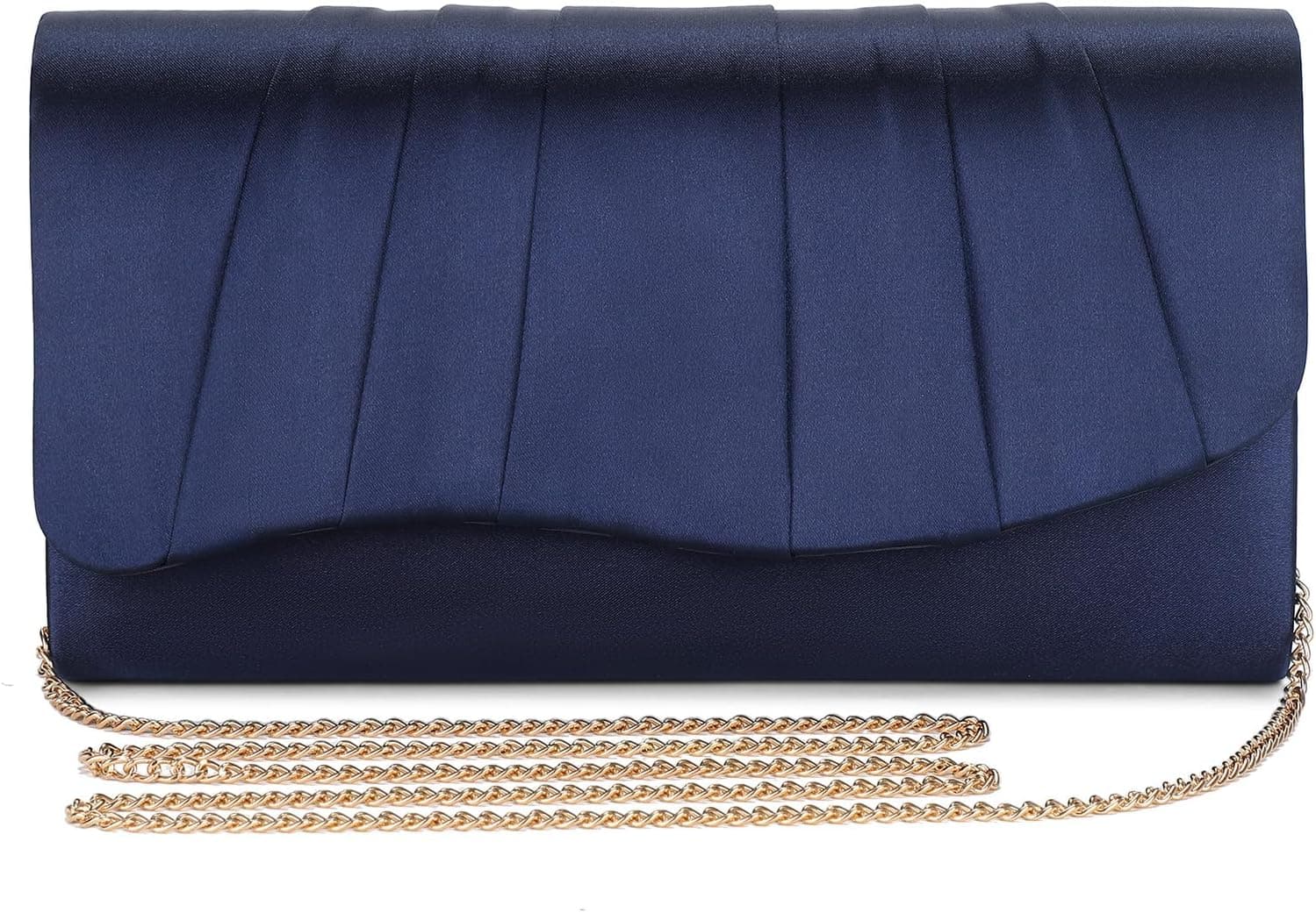 Navy satin evening clutch