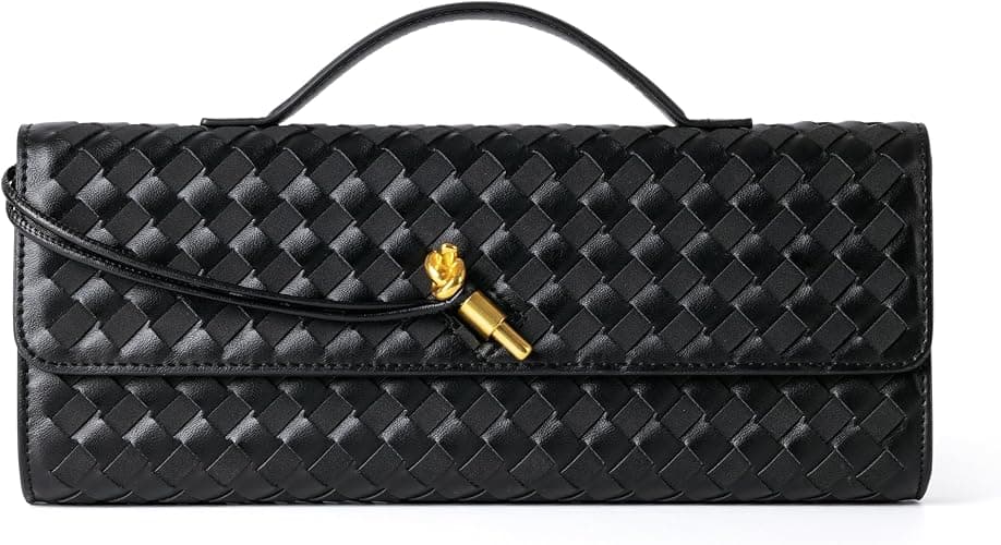 Joryin black woven evening clutch