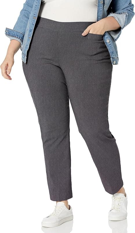 Briggs New York heather-grey plus-size straight-leg dress pants
