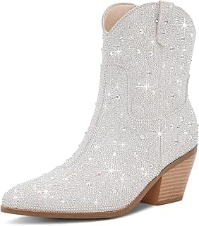 Women's silver rhinestone ankle boots