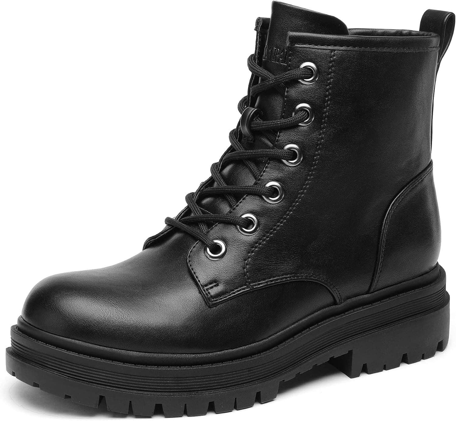 Black lace-up combat boots
