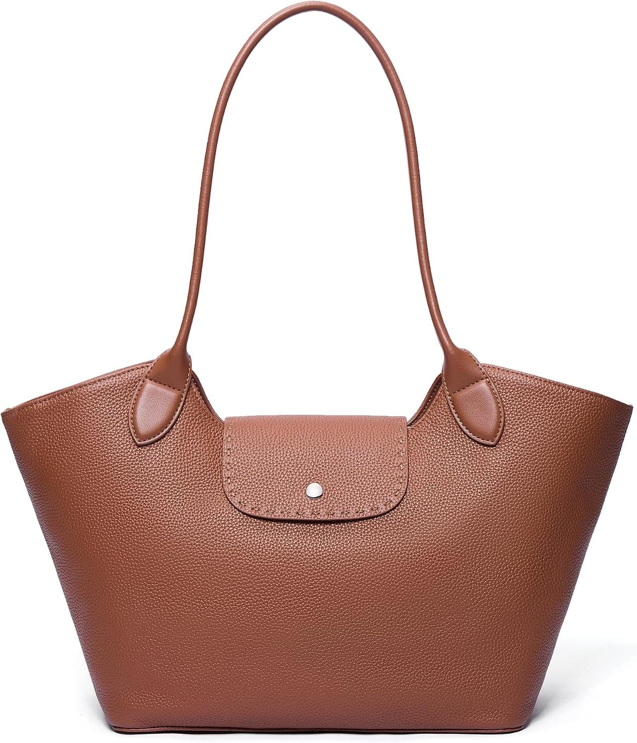 Brown genuine-leather tote bag