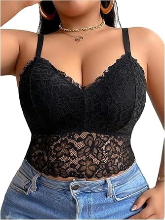 Black plus-size lace bralette