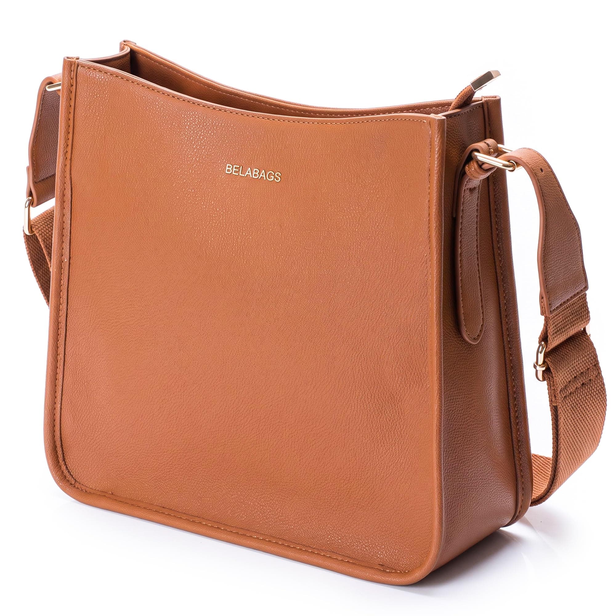 Brown leather crossbody bag