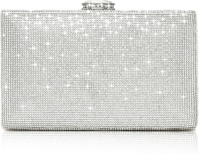 Silver crystal rhinestone clutch