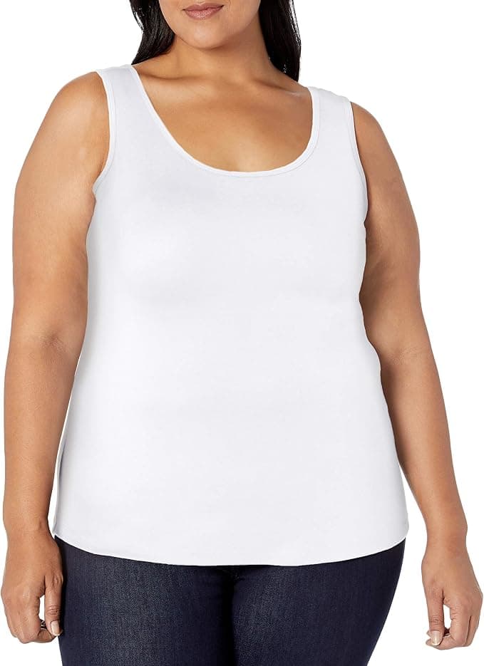 Amazon Essentials white plus-size ribbed tank