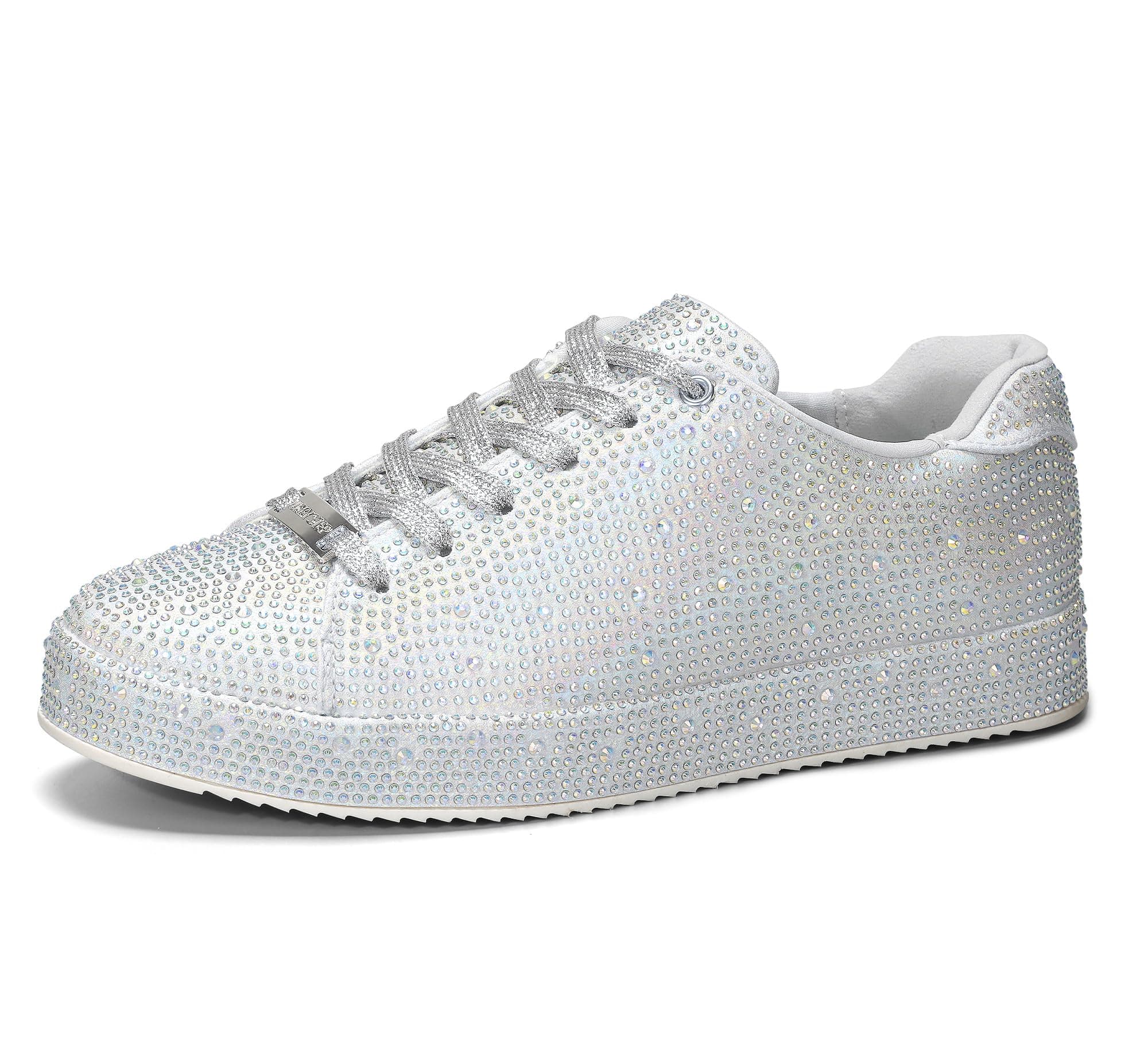 Silver rhinestone platform sneakers