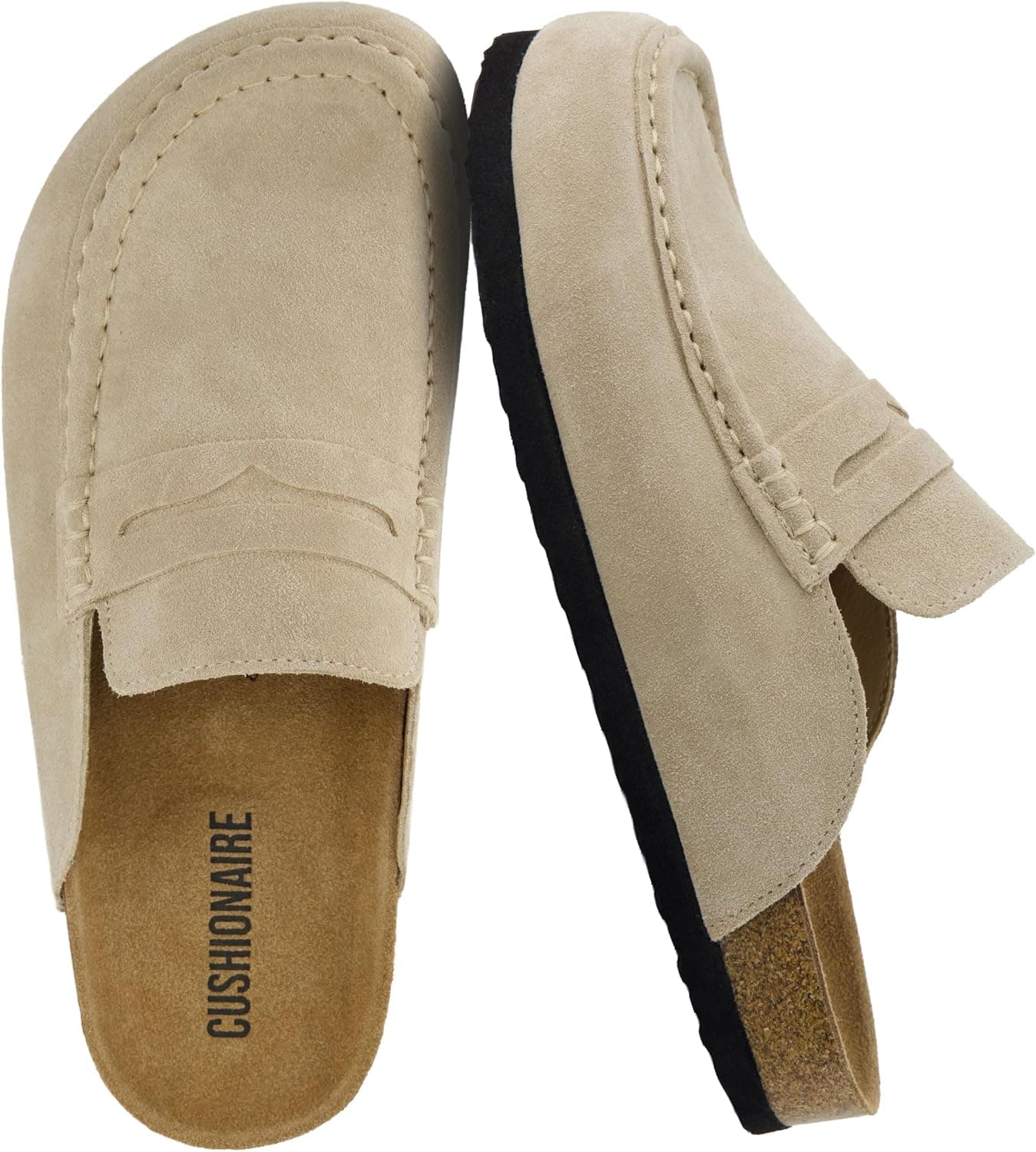Biscuit genuine-leather mule loafers