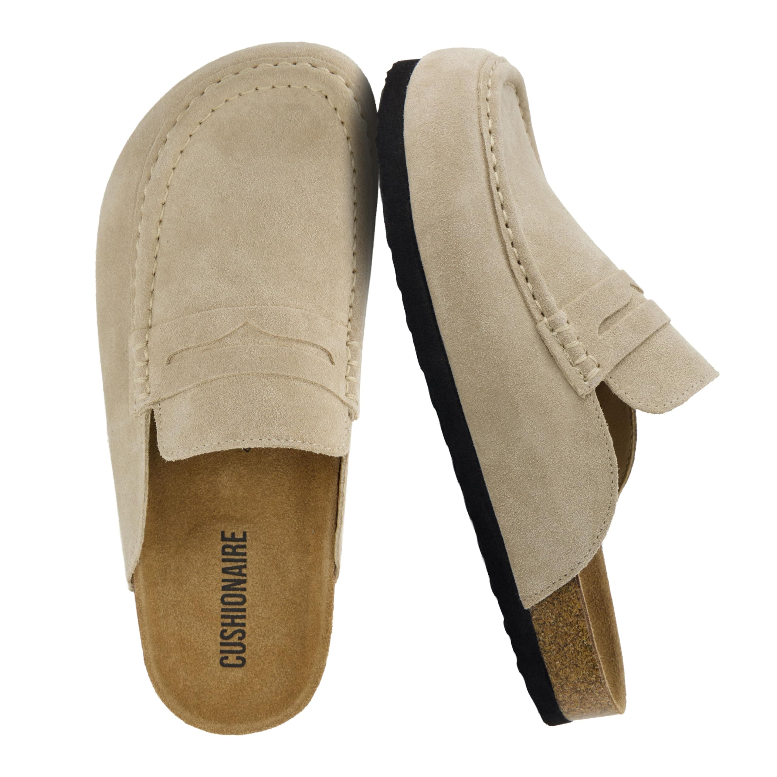 Tan leather mule loafers
