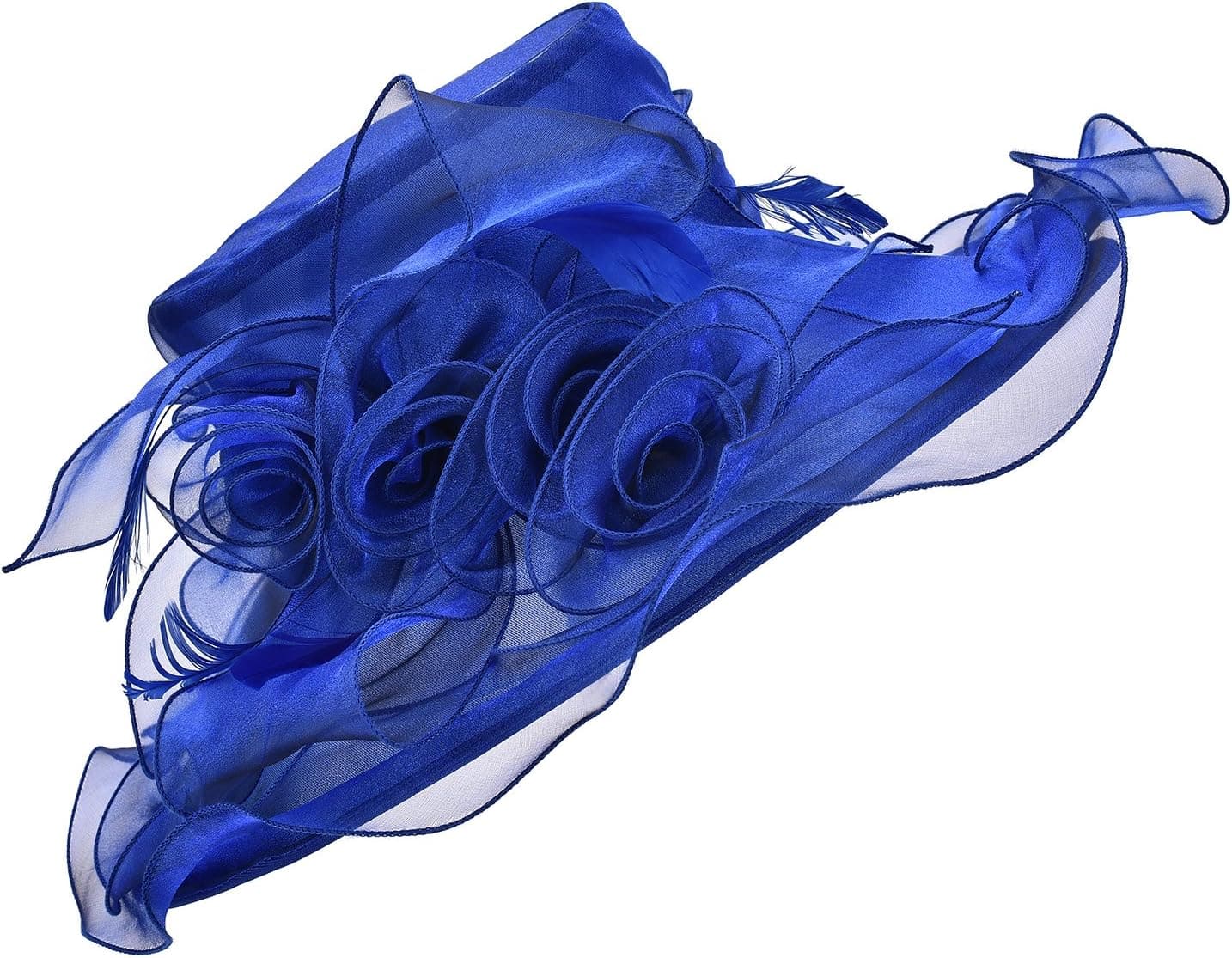 Royal-blue flower wide-brim hat