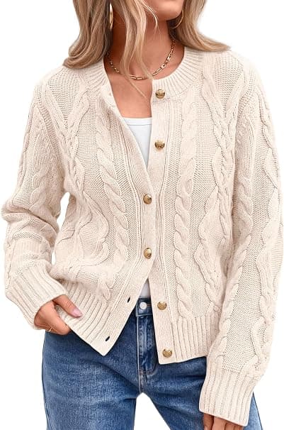 Cream cable-knit cardigan