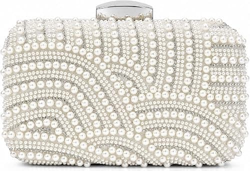 Pearl beaded crystal clutch