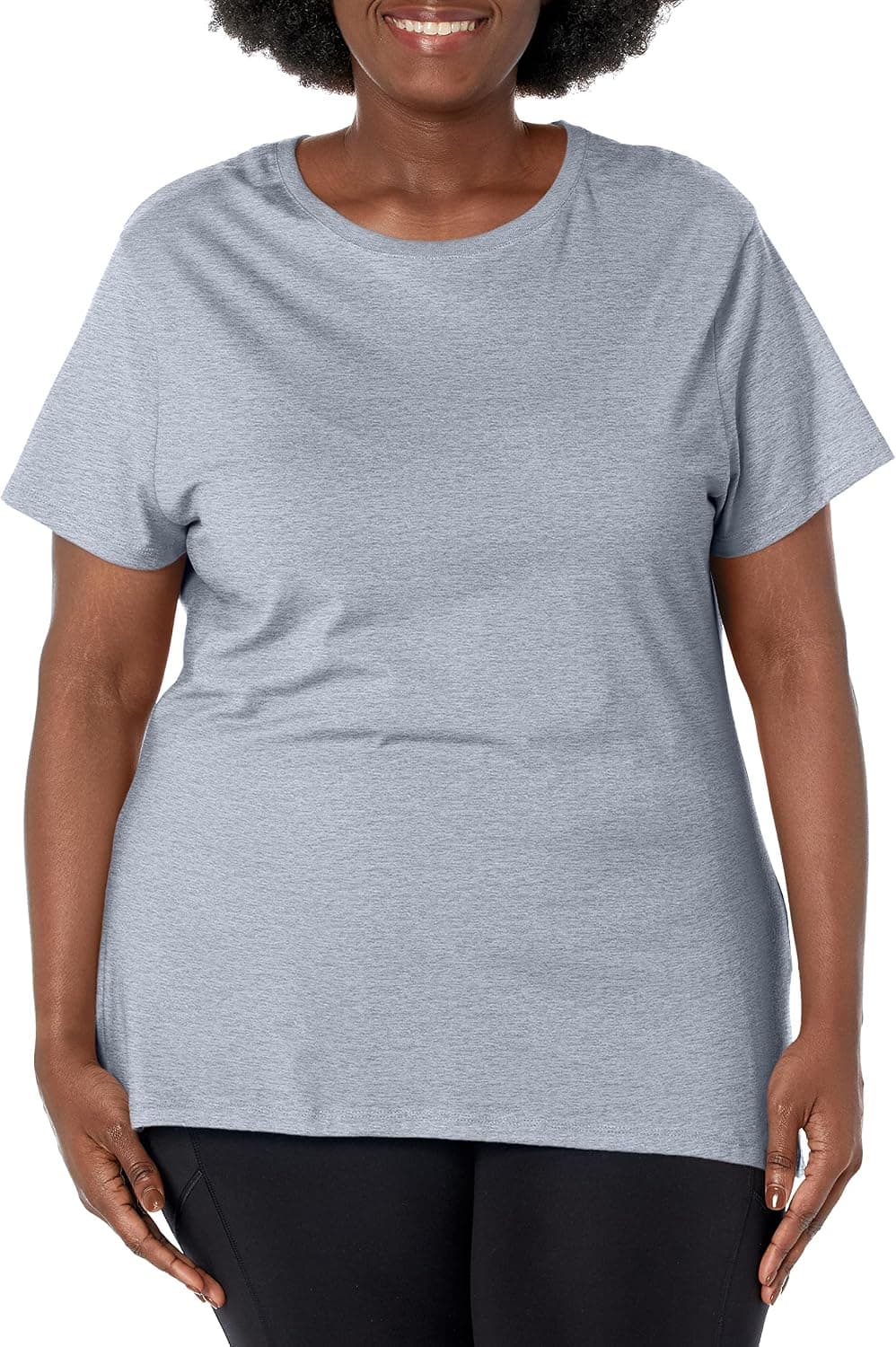 Light-steel plus-size cotton crewneck tee