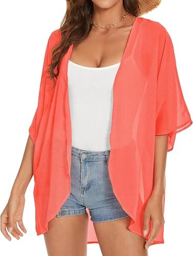 Cream chiffon kimono cover-up