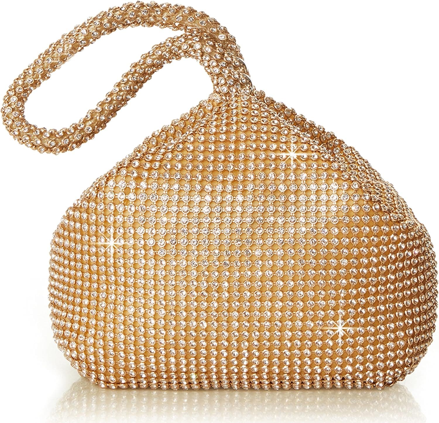 Gold rhinestone evening clutch