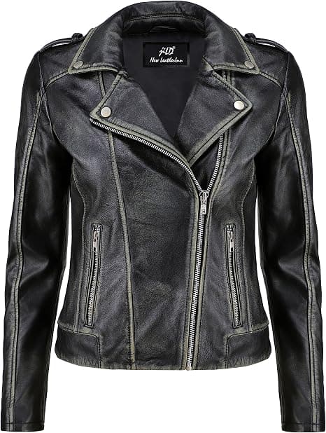 Black leather moto jacket